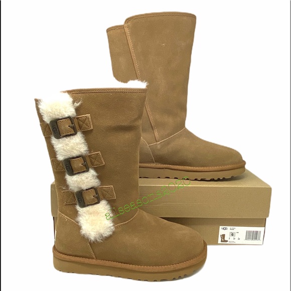 UGG Klea Che Women’s Boot Tan Suede Fur - Picture 9 of 11